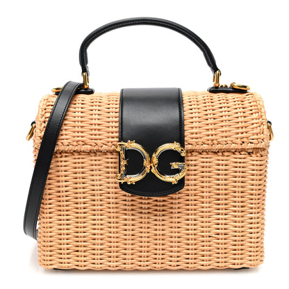 Dolce & Gabbana Wicker Calfskin Crossbody Bag Black 1 of 9