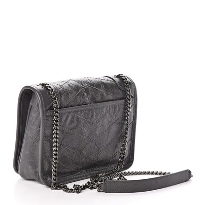 Saint Laurent Crinkled Calfskin Matelasse Monogram Niki Chain Wallet Storm 3 of 9