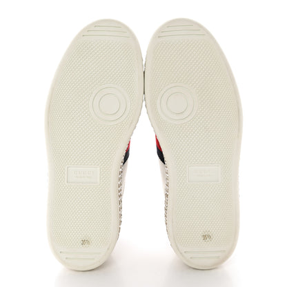 Gucci Calfskin Crystal Web Bee Embroidered Womens Ace Platform Sneakers 35.5 White 6 of 11