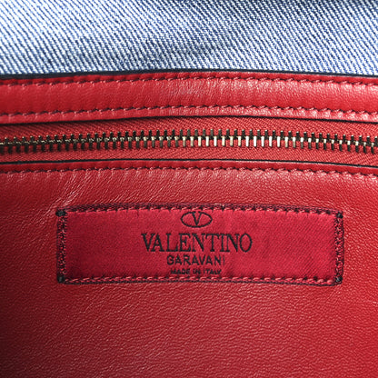 Valentino Garavani Denim Rockstud Spike Wallet on Chain Blue 6 of 10