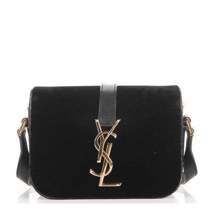 Saint Laurent Velvet Small Monogram Universite Shoulder Bag Black 1 of 6