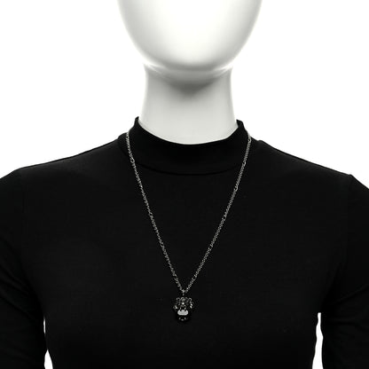 Gucci Metal Swarovski Crystal Lion Head Necklace Silver Black 2 of 4