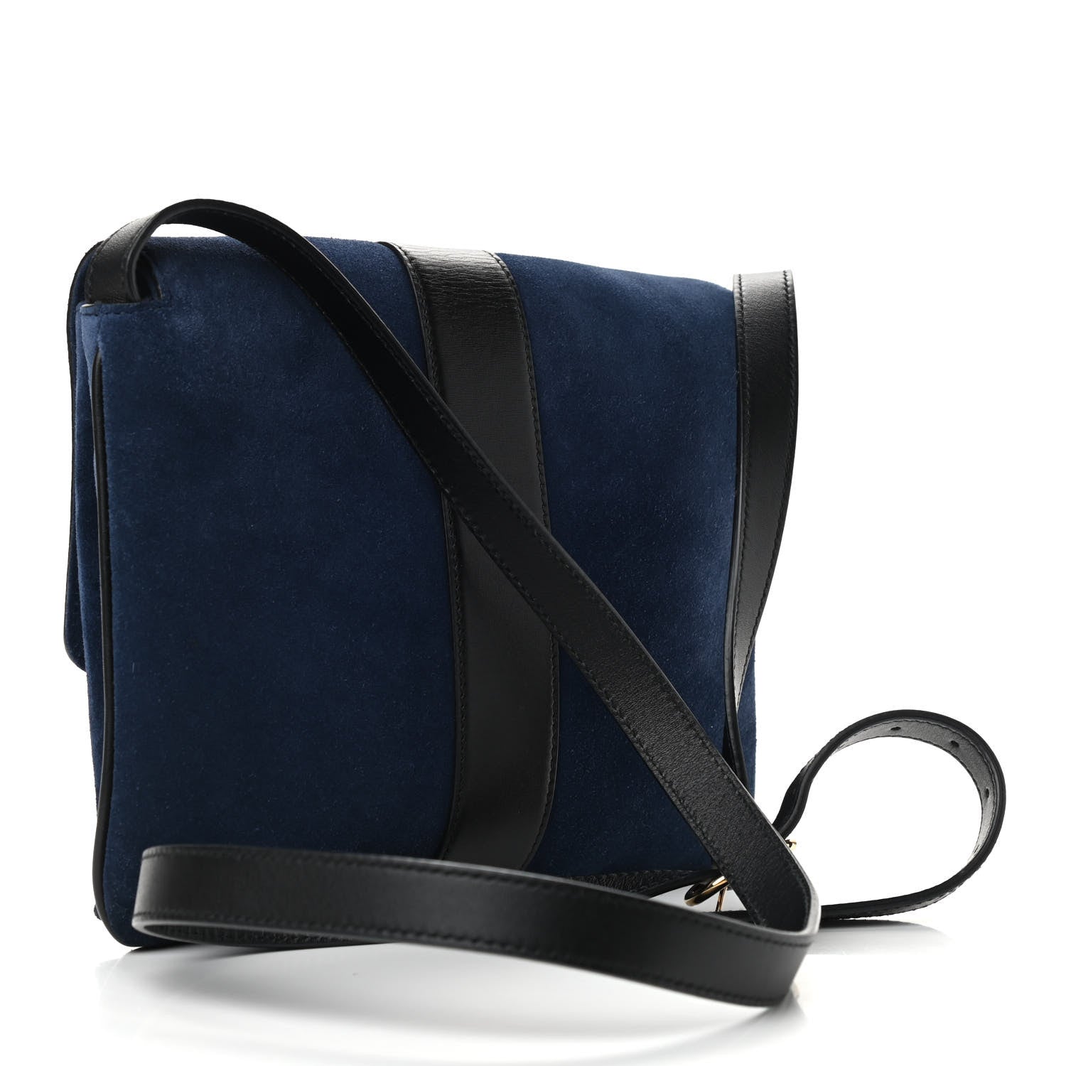 Gucci Suede Medium Arli Flap Shoulder Bag Blue Ink Black 3 of 11