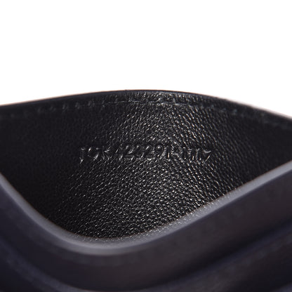 Saint Laurent Grain De Poudre Matelasse Monogram Chevron Credit Card Case Deep Marine 7 of 8