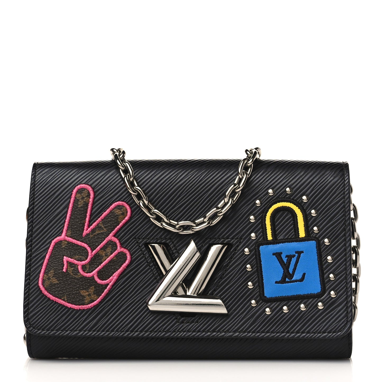 Epi LV Stories Twist Chain Wallet Black
