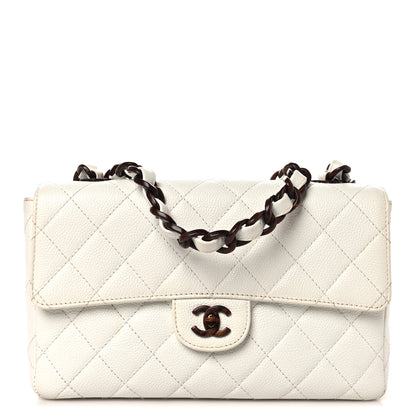 Chanel Caviar Quilted Tortoise Medium Single Flap White 1 of 11
