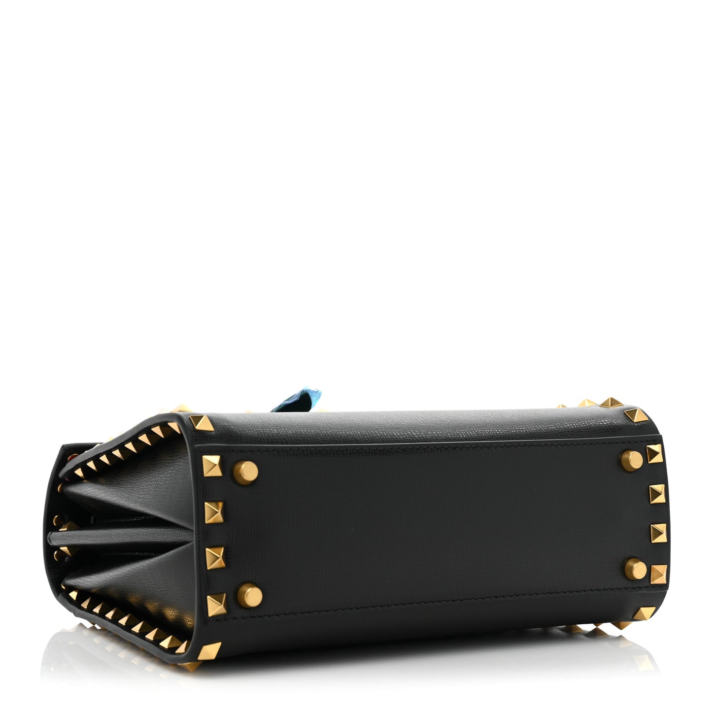 Grainy Calfskin Small Rockstud Alcove Top-Handle Flap Bag Black