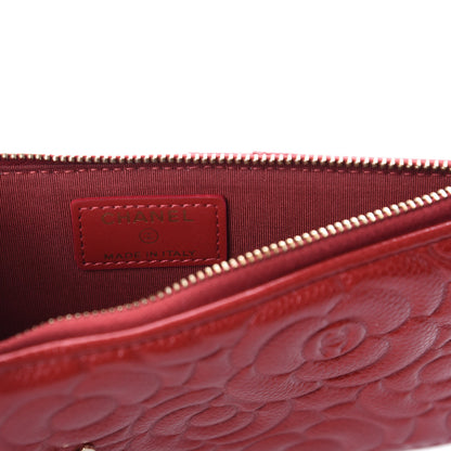 Chanel Caviar Camellia Embossed Classic Flat Wallet Pouch Red 6 of 7