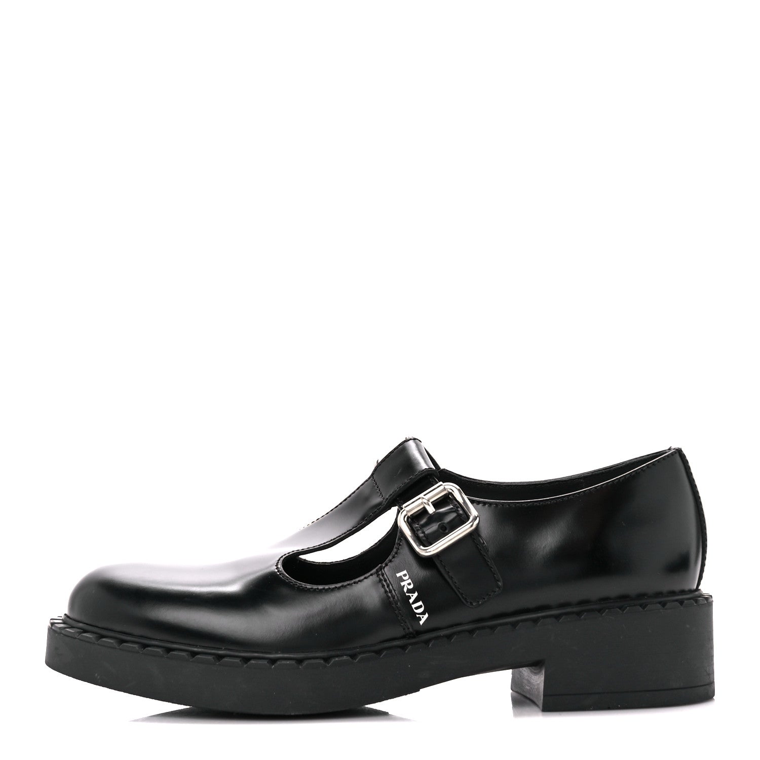 Prada Spazzolato Mary Jane T Strap 40mm Loafers 40 Black 1 of 9