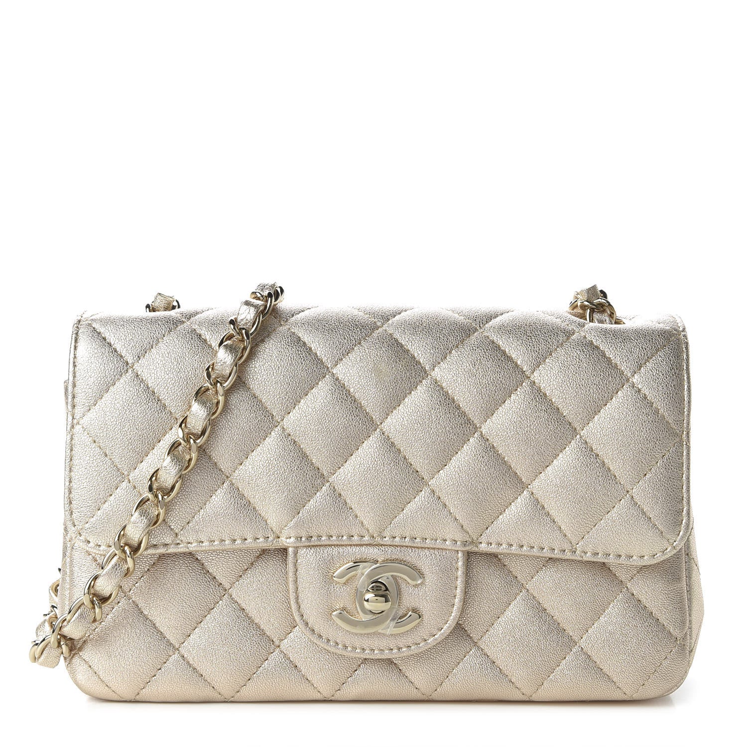 Chanel Metallic Lambskin Quilted Mini Rectangular Flap Gold 1 of 10