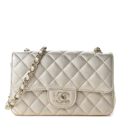 Chanel Metallic Lambskin Quilted Mini Rectangular Flap Gold 1 of 10
