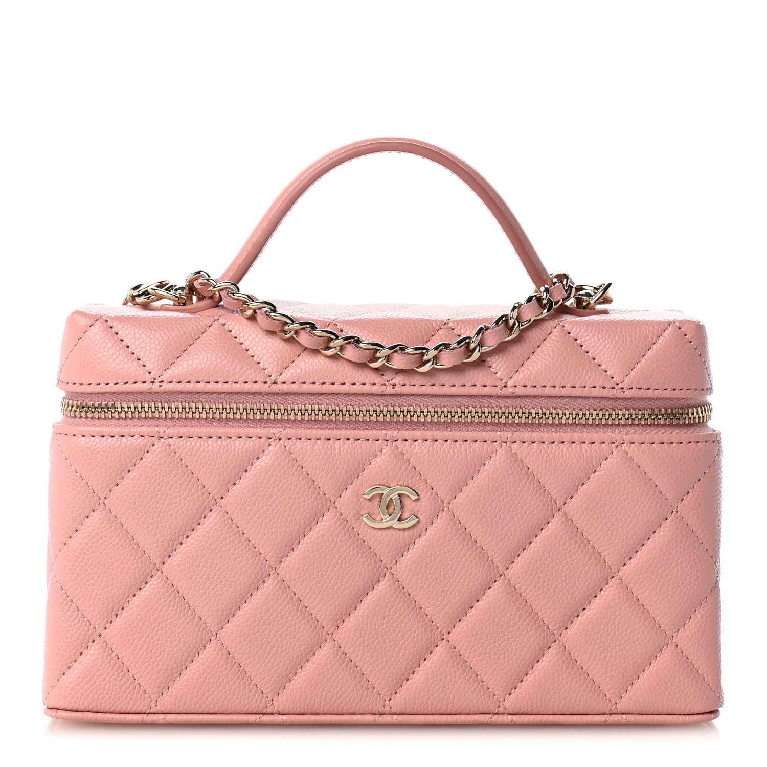 Chanel Caviar Quilted Top Handle Slim Vanity With Chain Light Pink 1 of 11