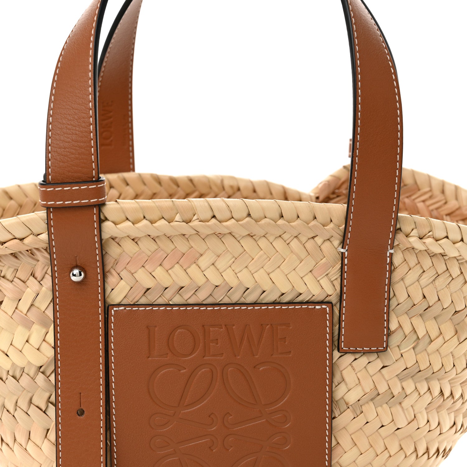 Loewe Raffia Small Basket Tote Bag Natural Tan 9 of 11