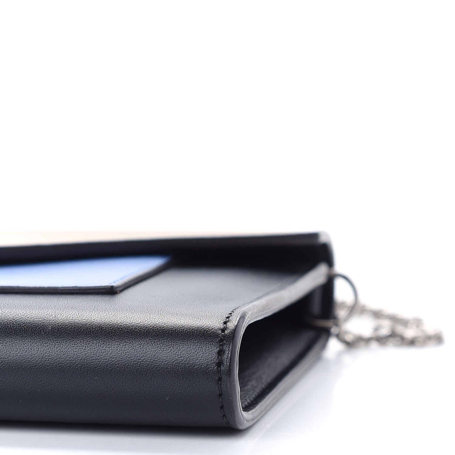 Celine Shiny Calfskin Large Pocket Flap On Chain Black Blue Camel 9 of 9