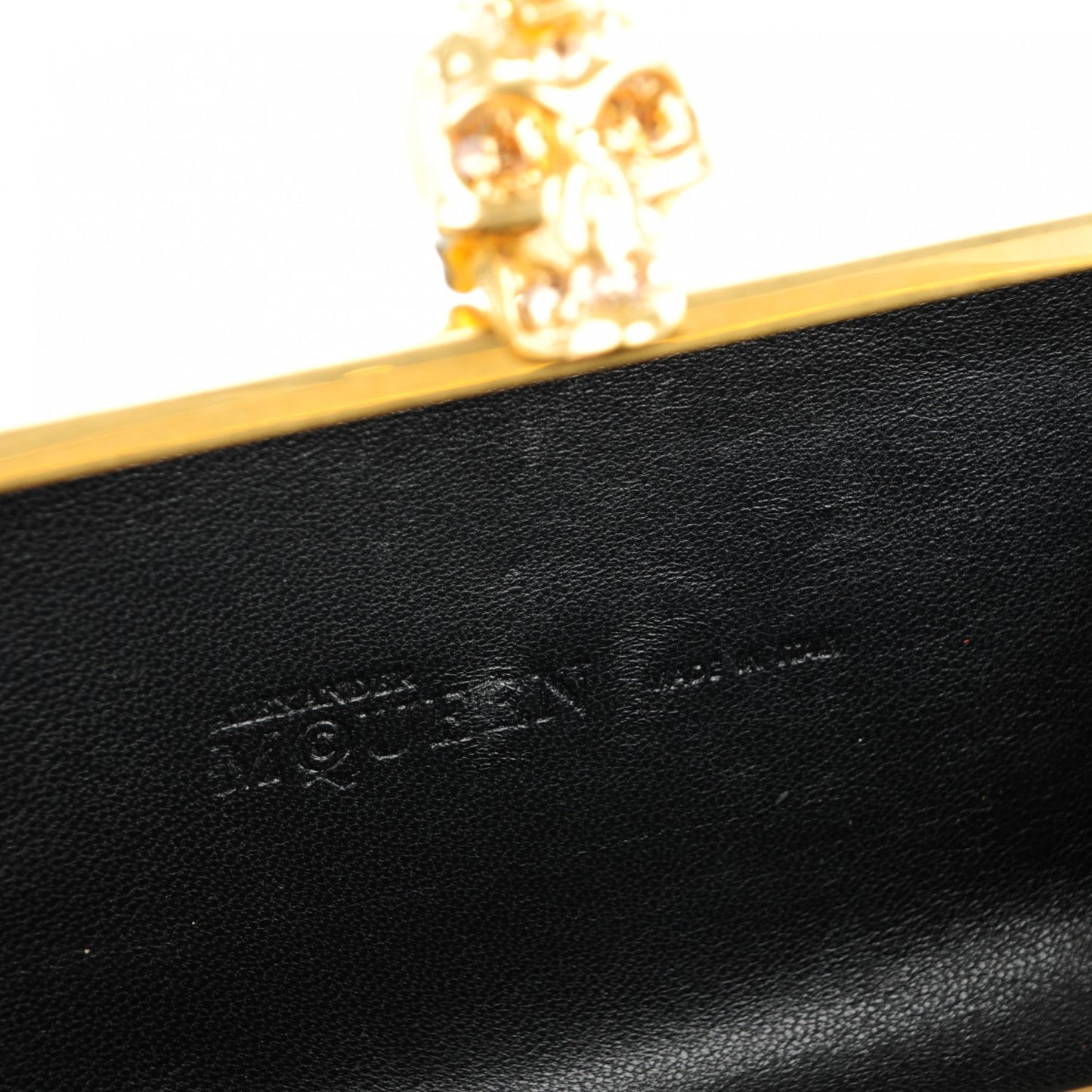 Patent Crystal Skull Box Clutch Black