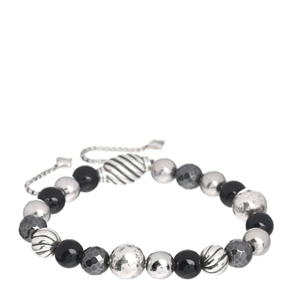 David Yurman Sterling Silver Black Onyx Hematite 8mm Elements Bead Bracelet 1 of 4