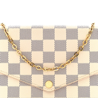 Louis Vuitton Damier Azur Pochette Felicie Chain Wallet Rose Ballerine 9 of 12