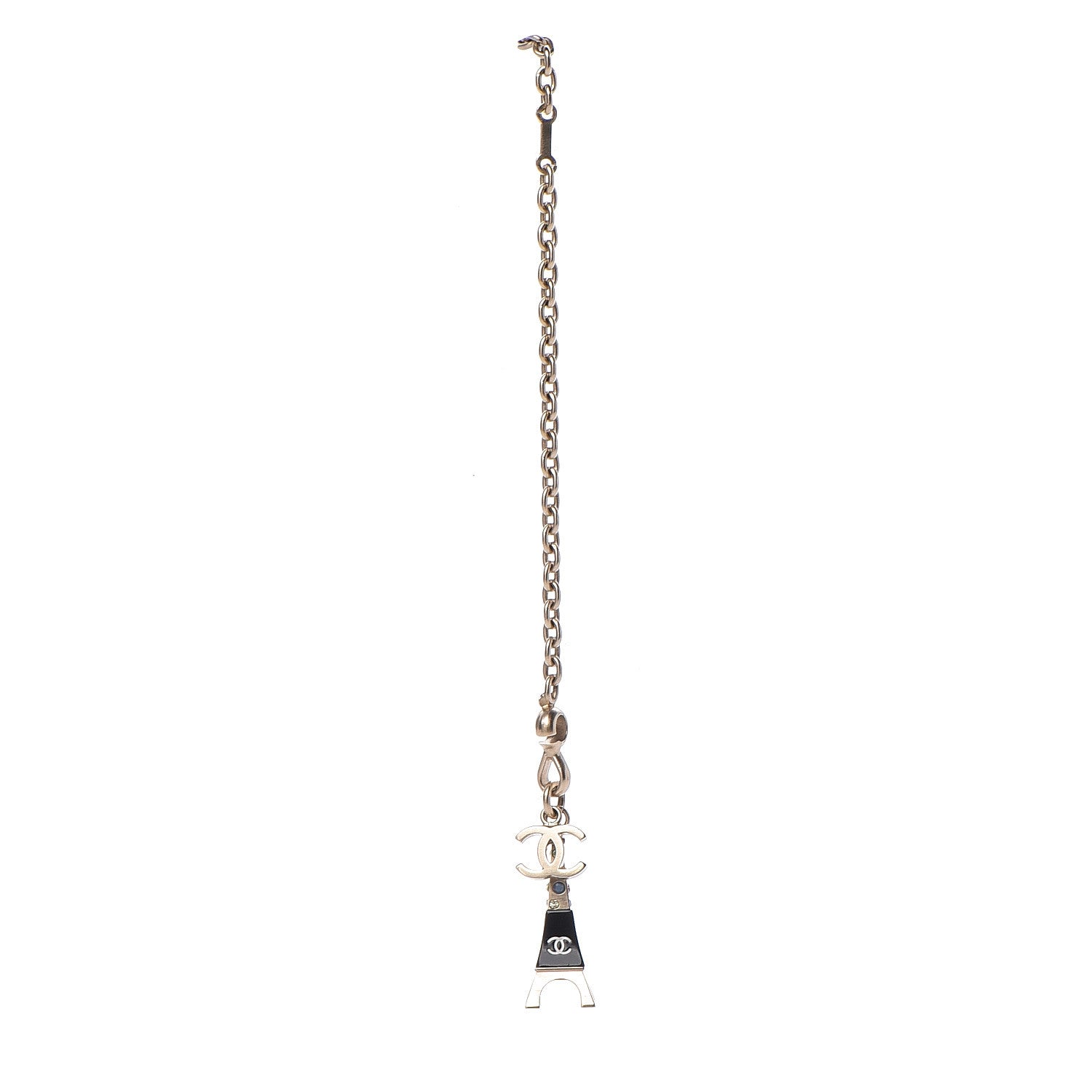 Chanel Crystal CC Eiffel Tower Bag Charm Gold 3 of 6
