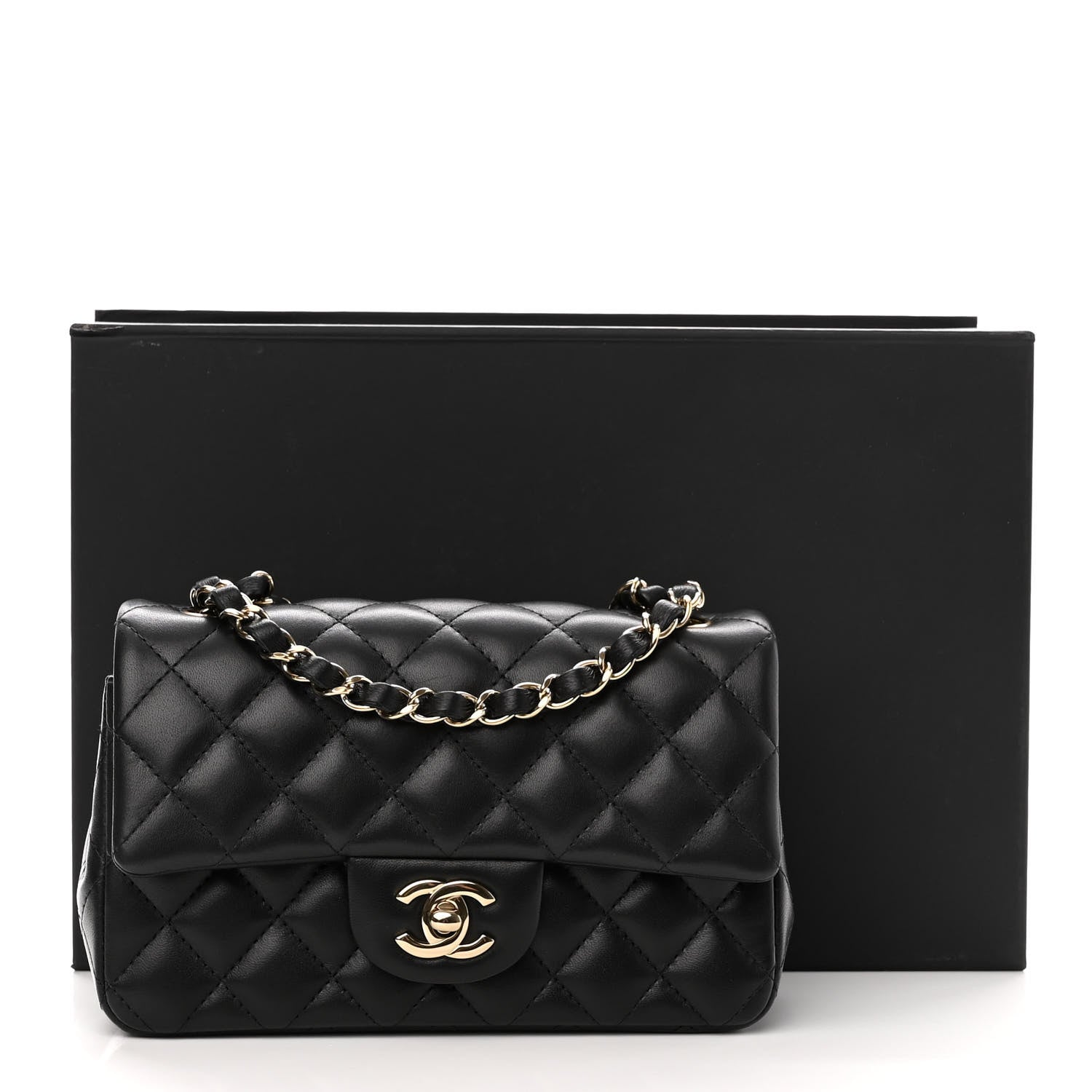 Chanel Lambskin Quilted Mini Rectangular Flap Black 10 of 10