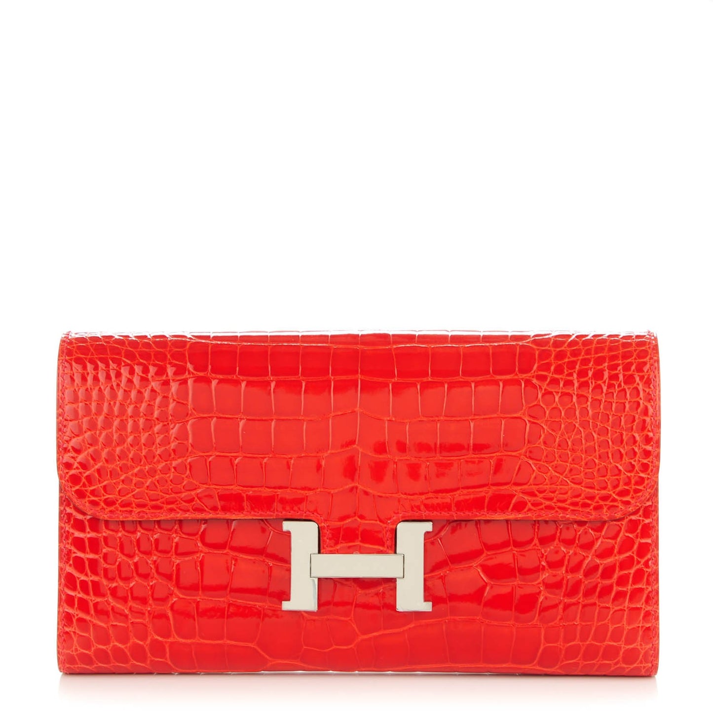 Shiny Alligator Constance Long Wallet Geranium