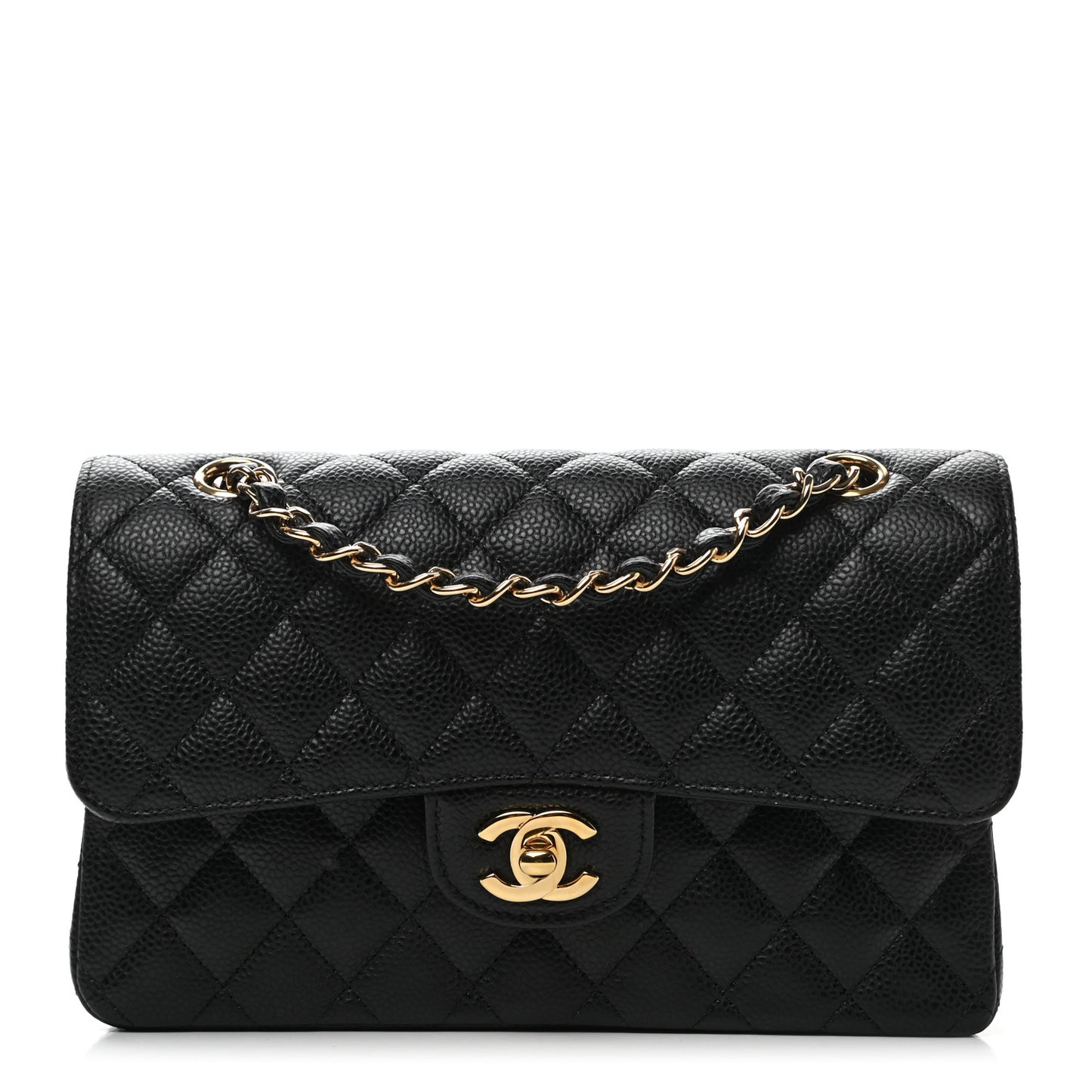 Caviar Quilted Small Double Flap Black