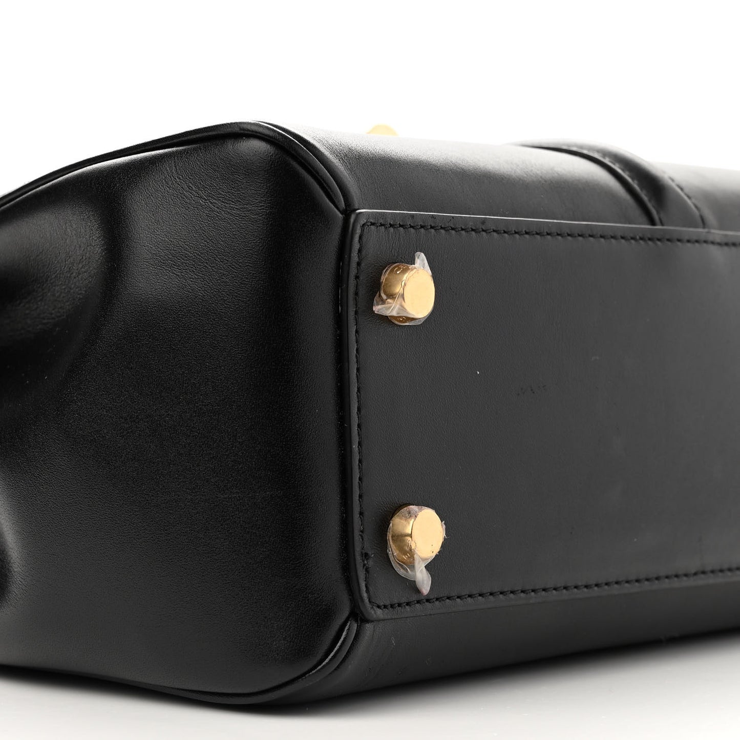 Satinated Calfskin Small 16 Top Handle Bag Black