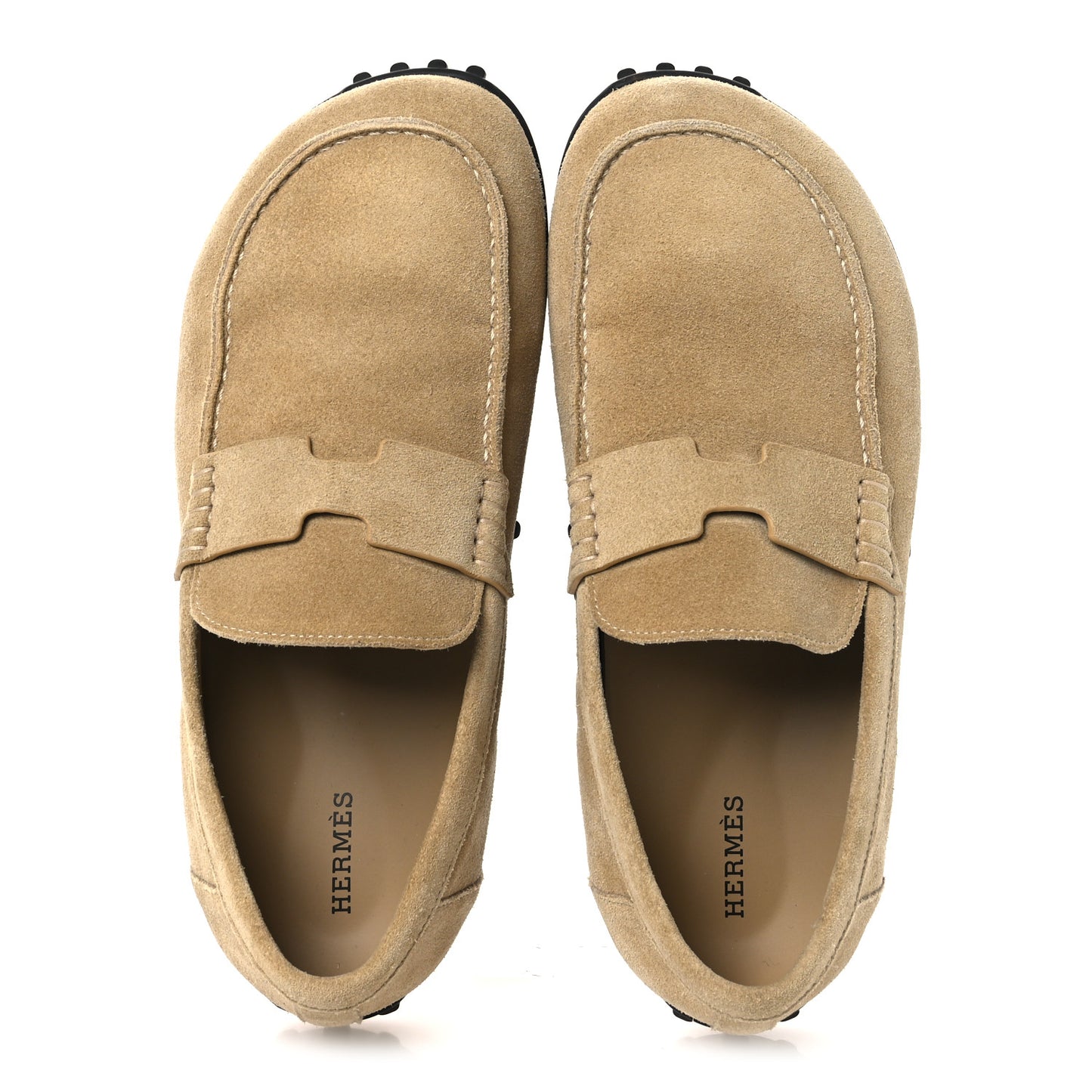 Suede Calfskin Womens Lazy Loafers 39 Beige Sable