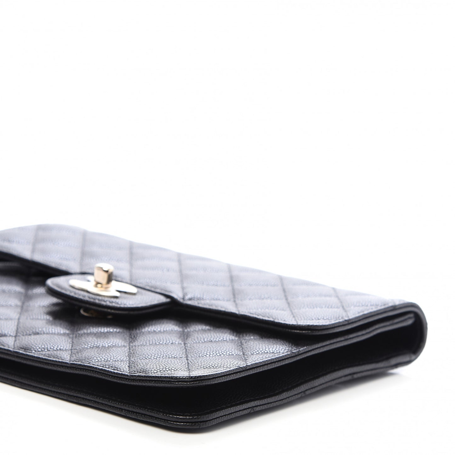 Caviar Quilted Square Flap Clutch Black