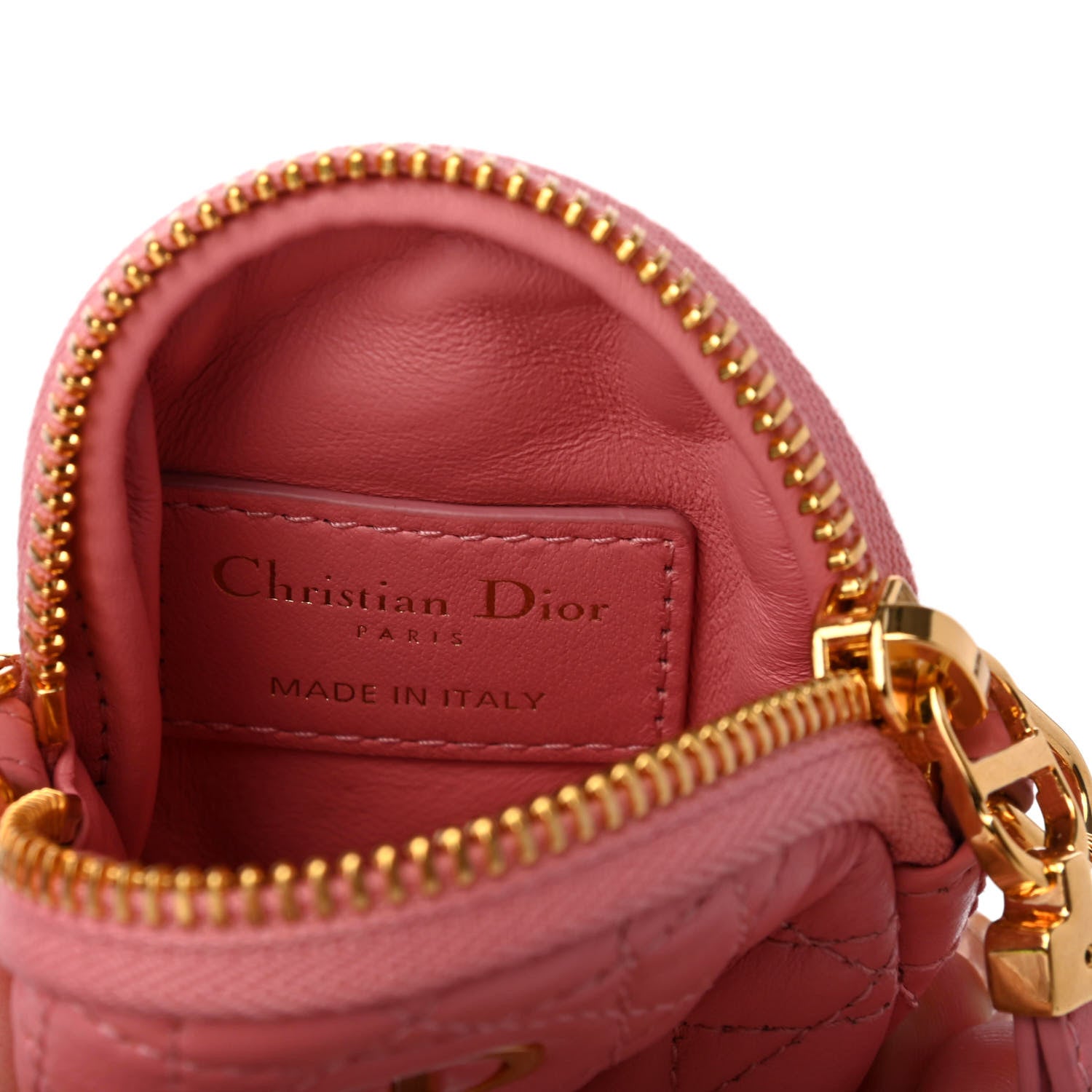 Christian Dior Lambskin Mini Cannage Round Caro Crossbody Pouch Peach Blossom Pink 6 of 10
