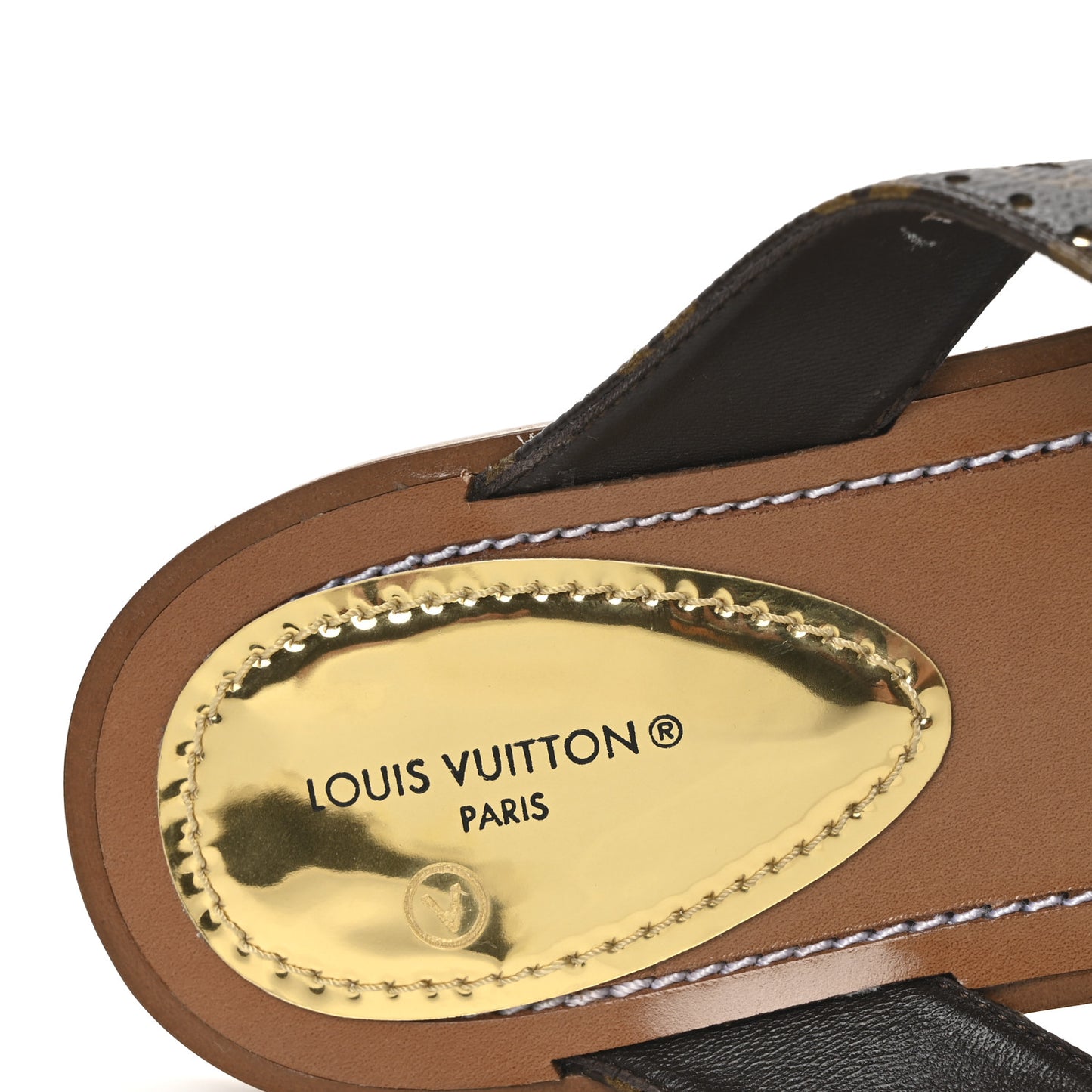 Monogram Sunny Flat Thong Sandals 38 Brown