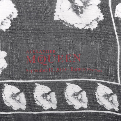 Alexander McQueen Silk Chiffon Flower Skull Scarf Black Ivory 3 of 5