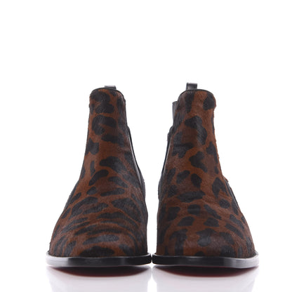 Christian Louboutin Calf Hair Leopard Print Marmada Flat Chelsea Boot 37 Roux 2 of 10