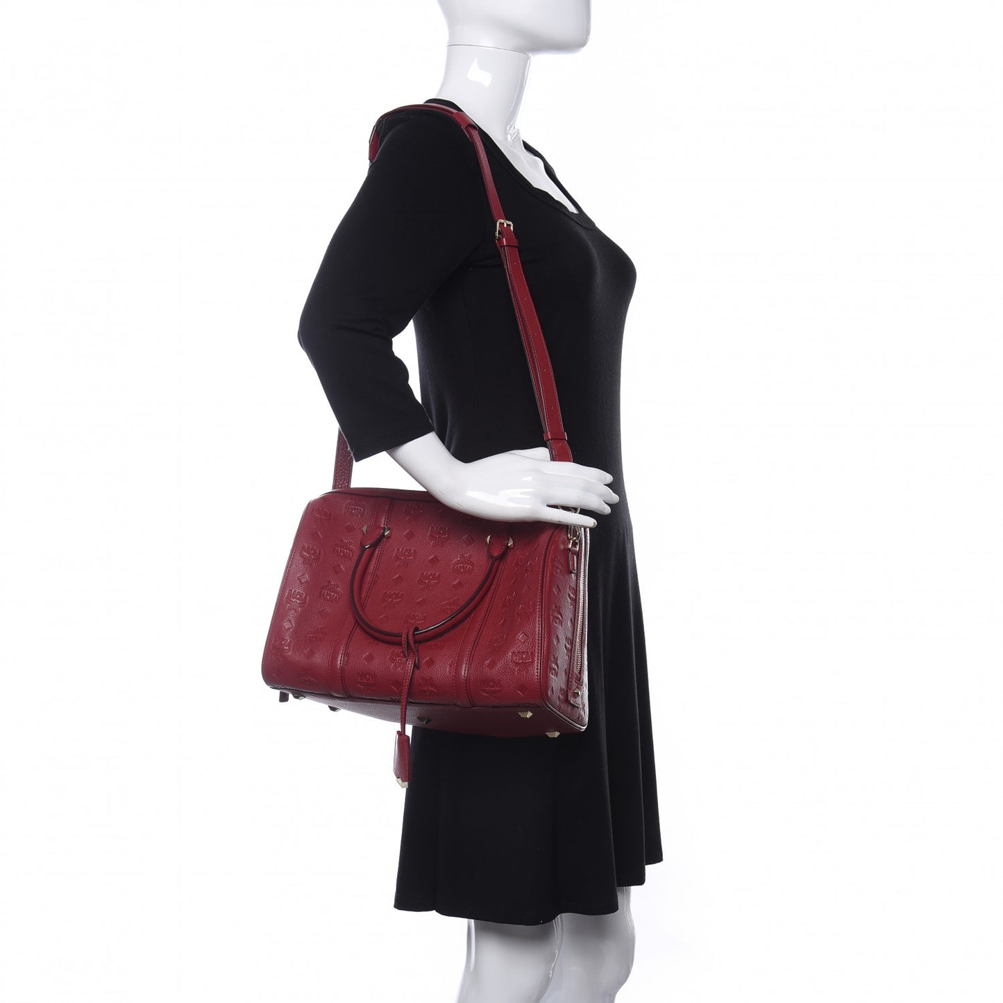 Calfskin Ottomar Monogram Boston Bag Red
