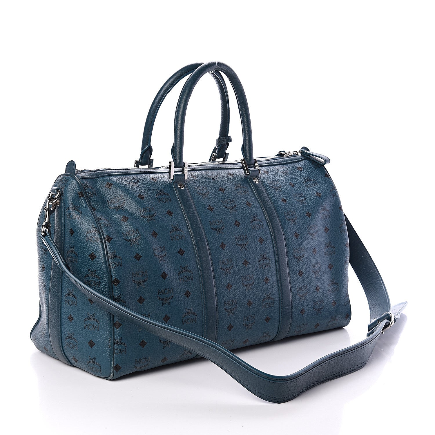 MCM Visetos Medium Traveler Weekender Bag Teal 2 of 8