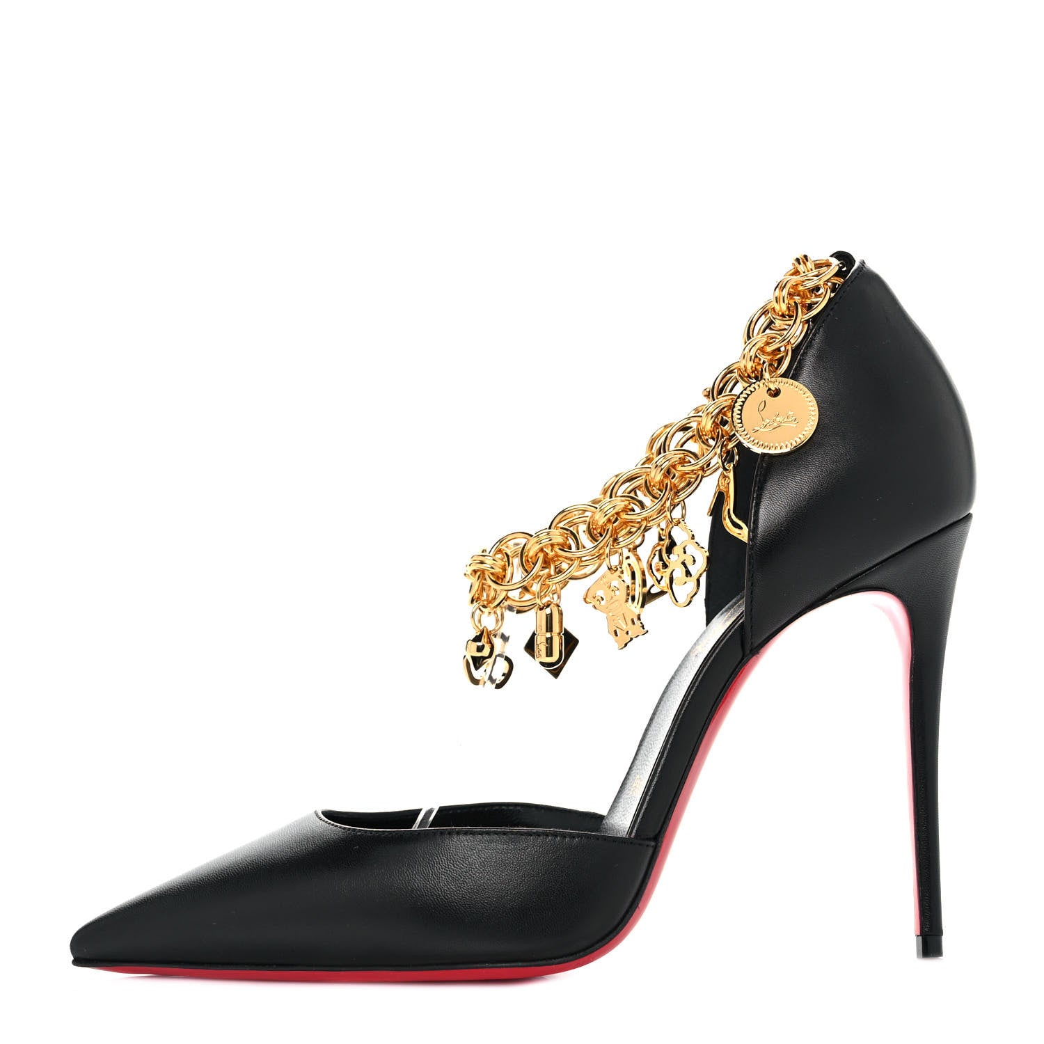 Christian Louboutin Kid Gourmi Pump 100 38.5 Black Gold 1 of 8