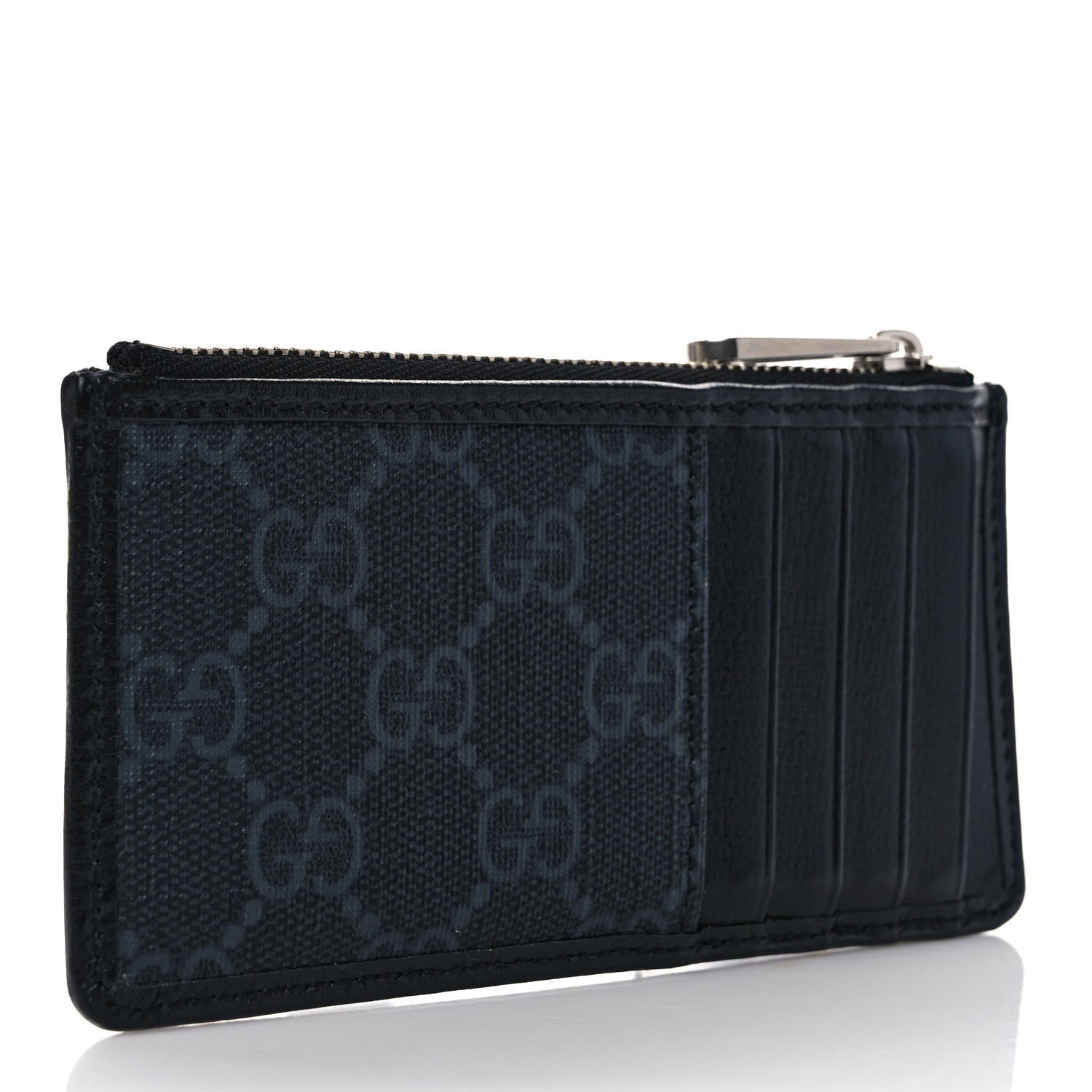 Gucci GG Supreme Monogram Azalea Calfskin Retro Interlocking G Coin Case Card Holder Black 3 of 7