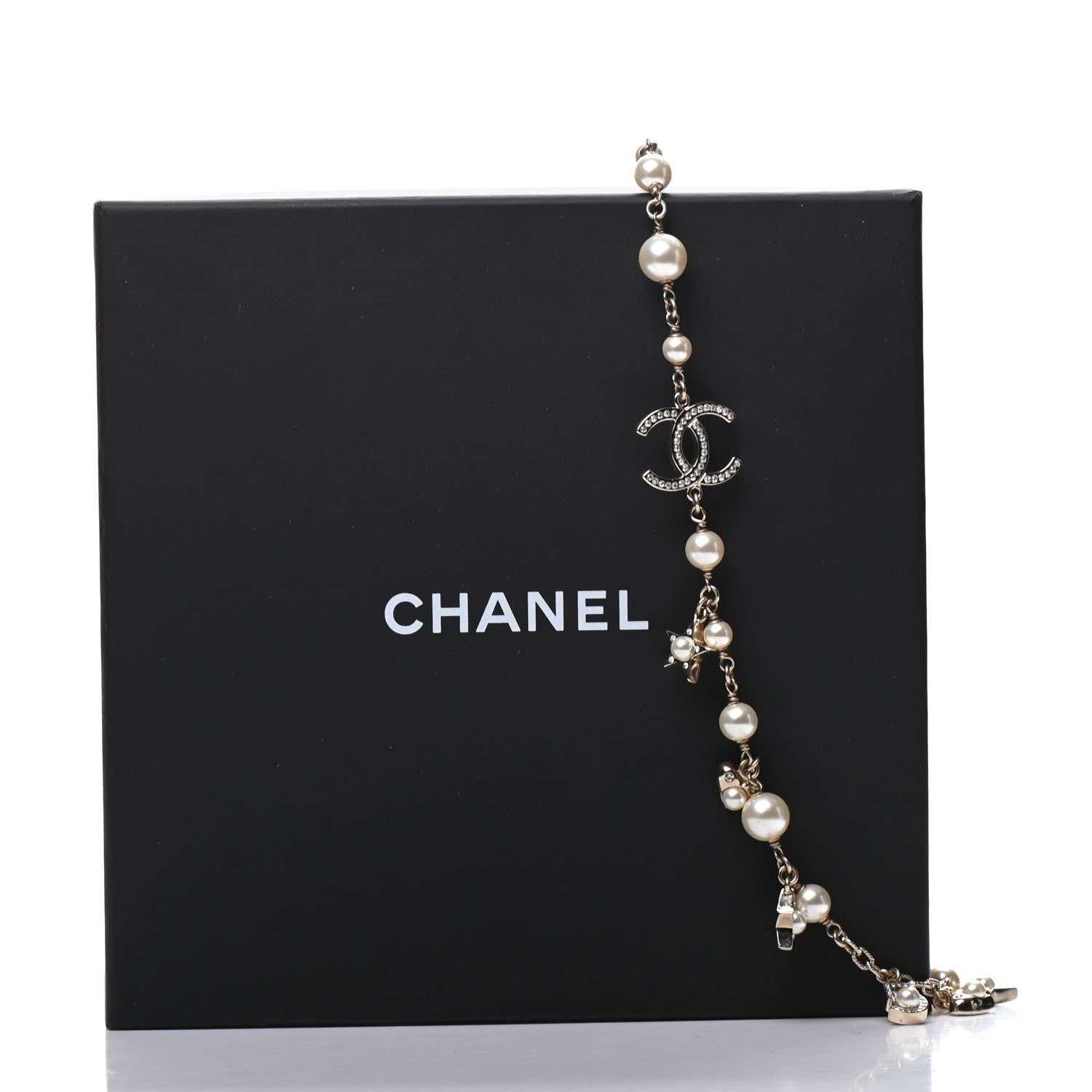 Chanel Crystal Pearl Star CC Short Necklace Silver 7 of 7