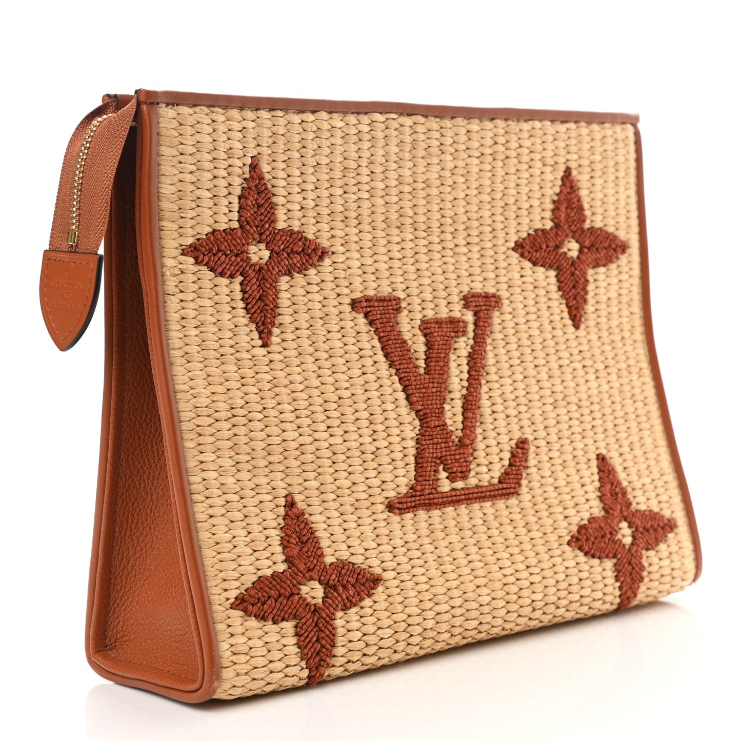Raffia Monogram Giant Toiletry Pouch 26 Tan