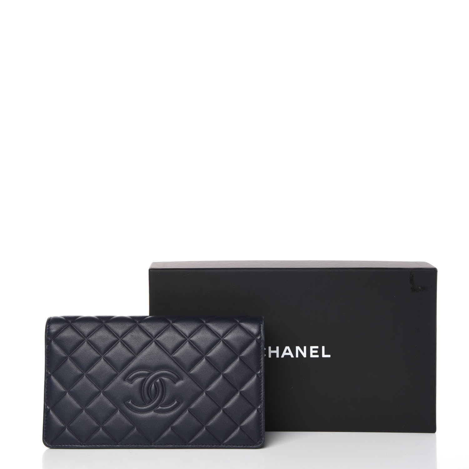 Chanel Lambskin Quilted Diamond CC Yen Wallet Blue 12 of 12