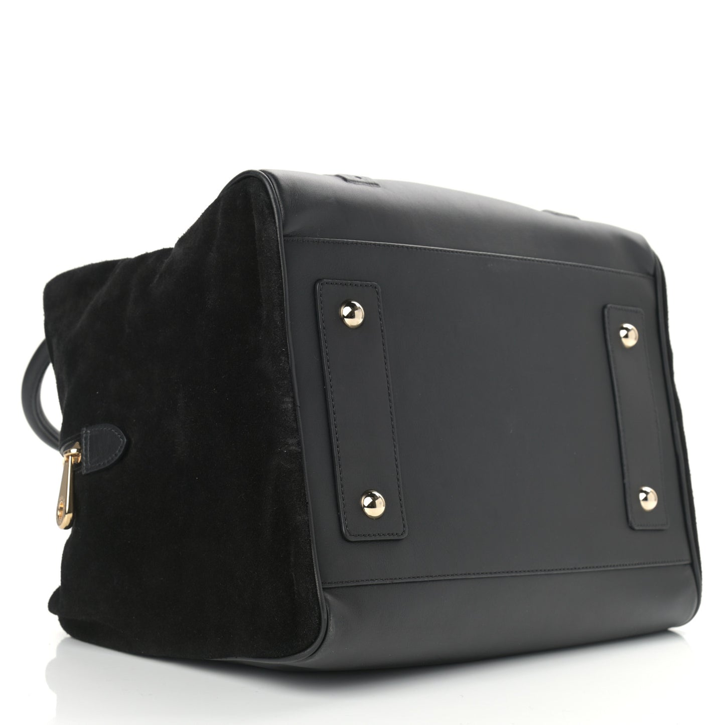 Calfskin Suede Maisie Clipper Satchel Black