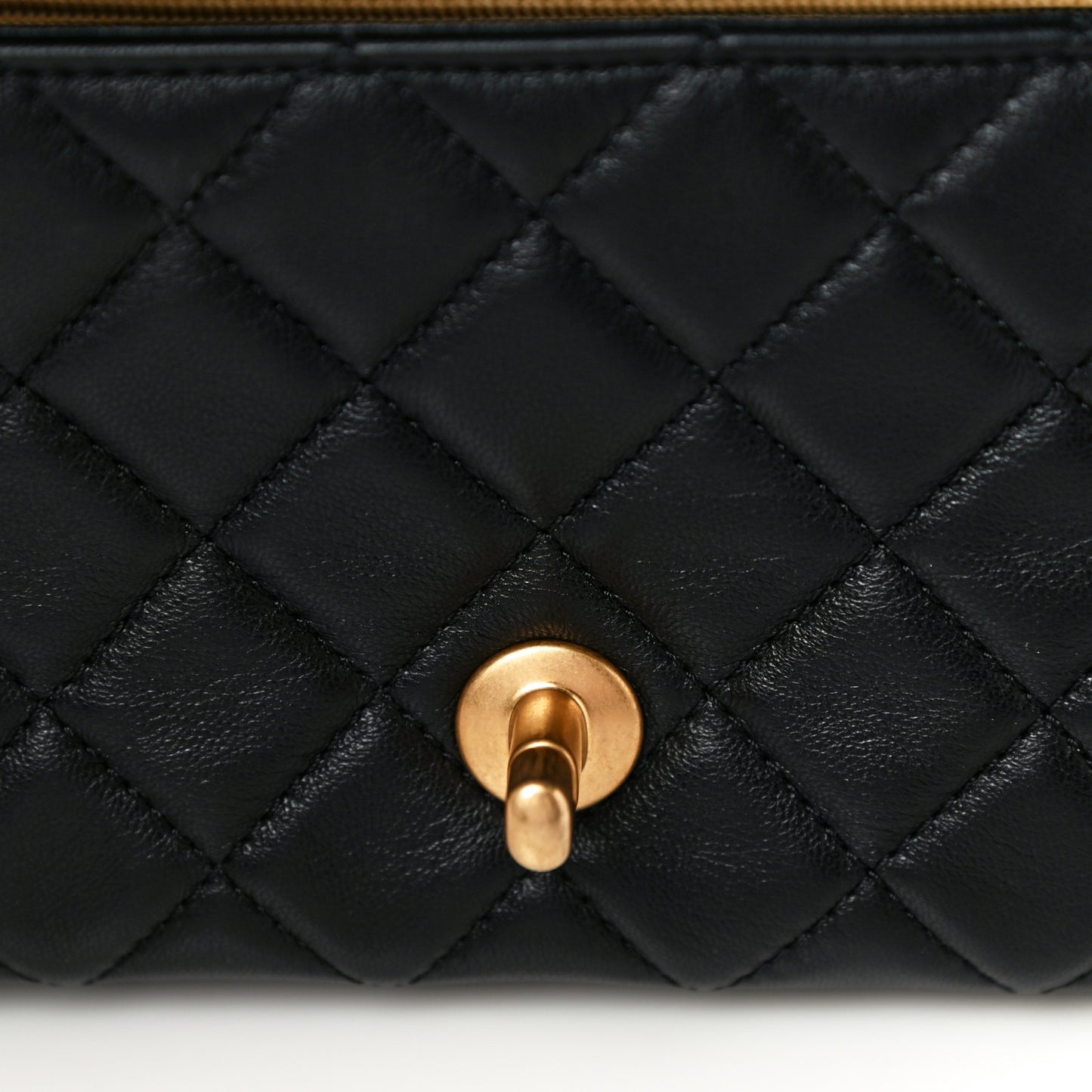 Lambskin Quilted Mini Rectangular Pearl Crush Flap Black