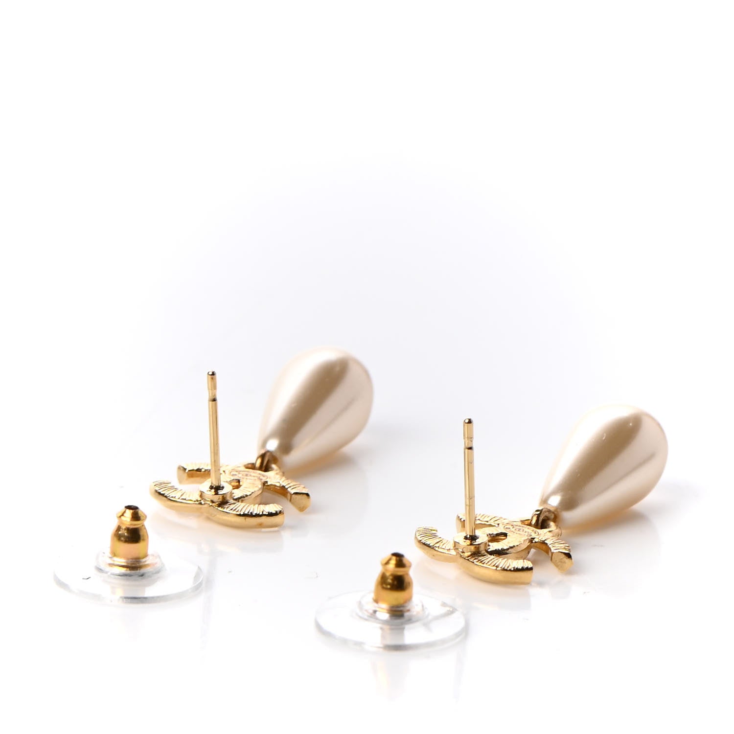 Chanel Metal CC Pearl Drop Earrings Gold 3 of 5