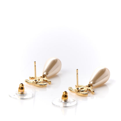 Chanel Metal CC Pearl Drop Earrings Gold 3 of 5