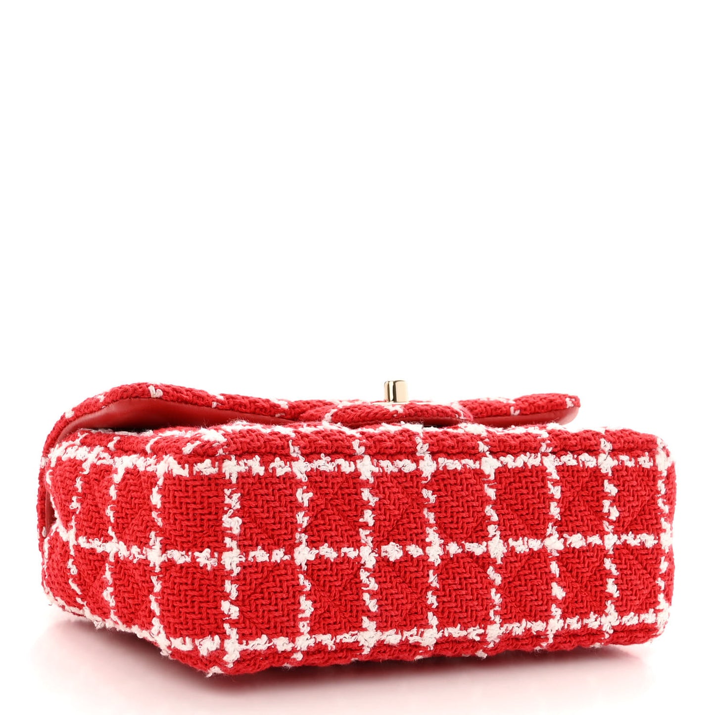 Tweed Quilted Mini Rectangular Flap White Red