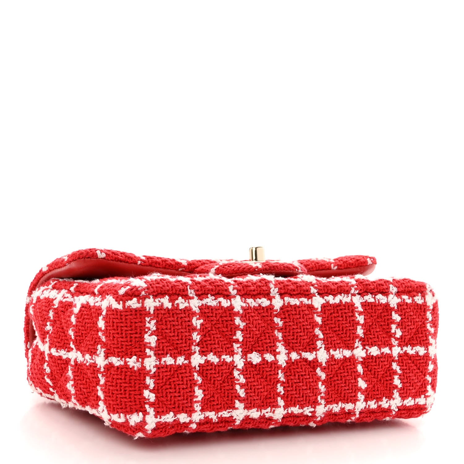 Chanel Tweed Quilted Mini Rectangular Flap White Red 4 of 10