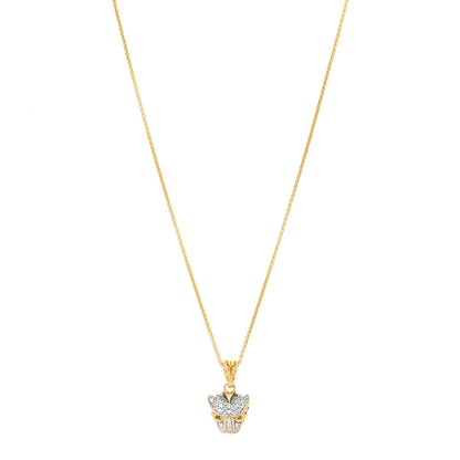 John Hardy 18K Yellow Gold Diamond Blue Topaz Macan Pendant Necklace 1 of 3