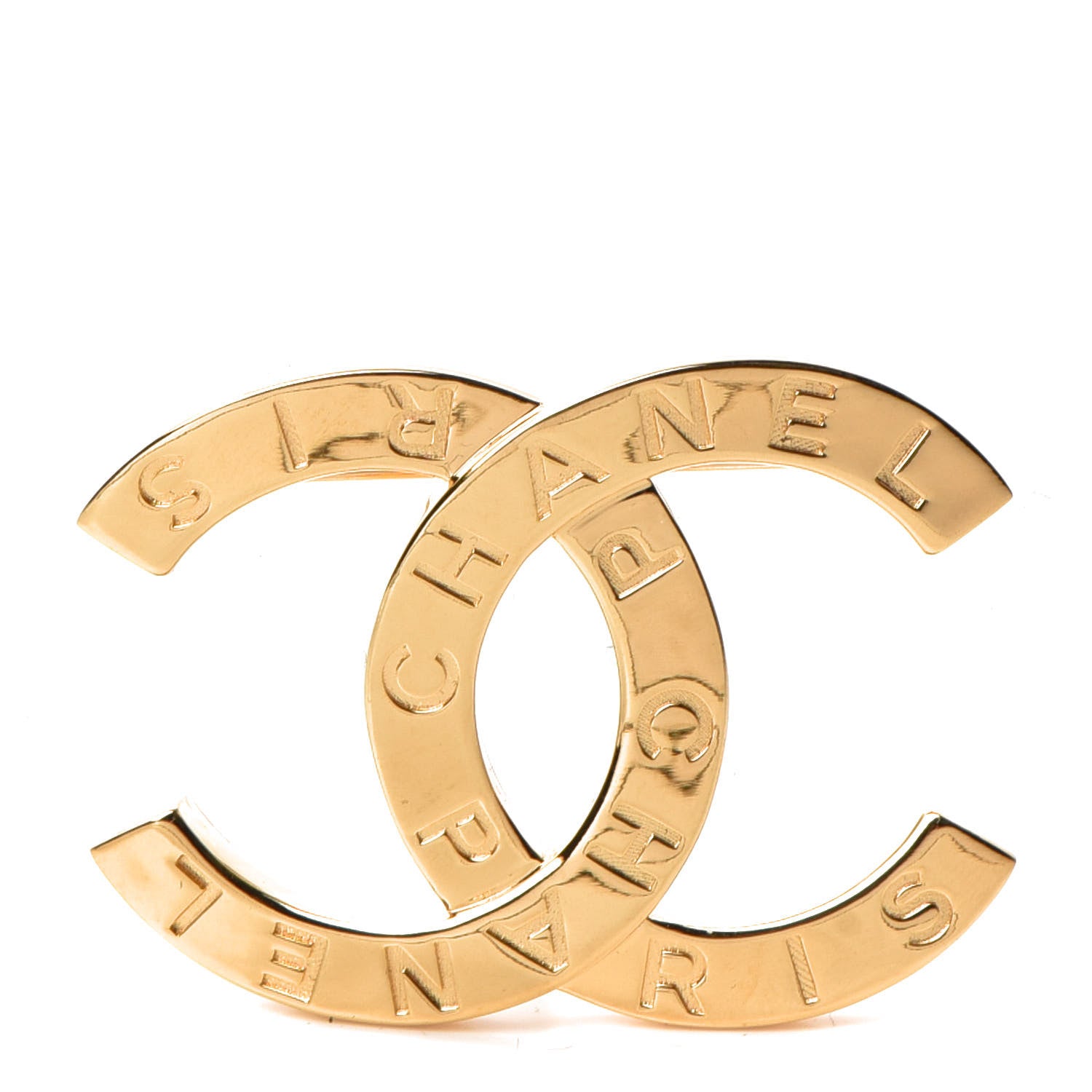 Chanel Metal Paris Button CC Large Brooch Gold 1 of 5