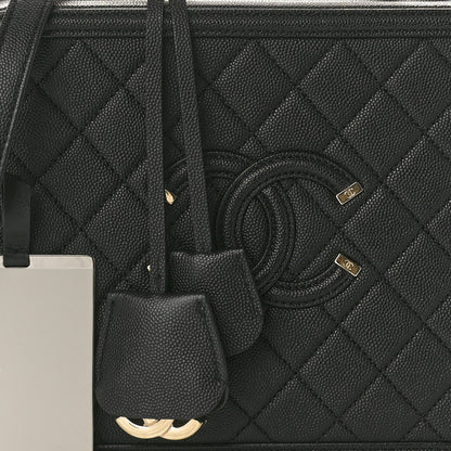 Chanel Caviar Quilted Large CC Filigree Vanity Case Black 9 of 13