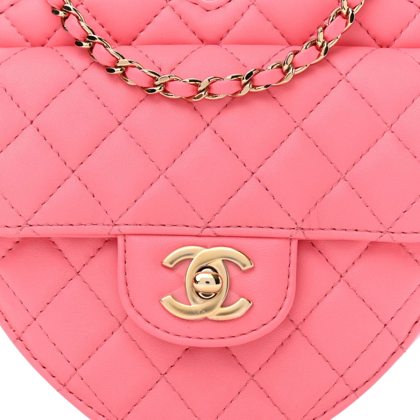 Lambskin Quilted CC In Love Heart Bag Pink