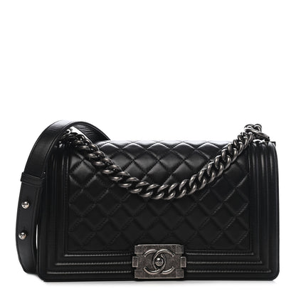 Chanel Lambskin Quilted Medium Boy Flap Black 1 of 20